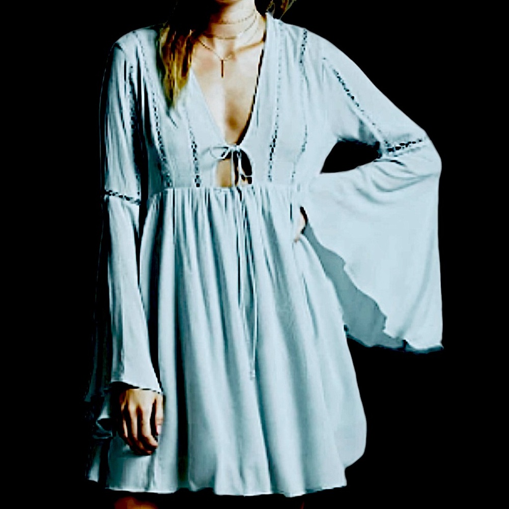 Forever21 Contemporary Bell Sleeve Beach Baby Doll Dress NWT Sz:LG